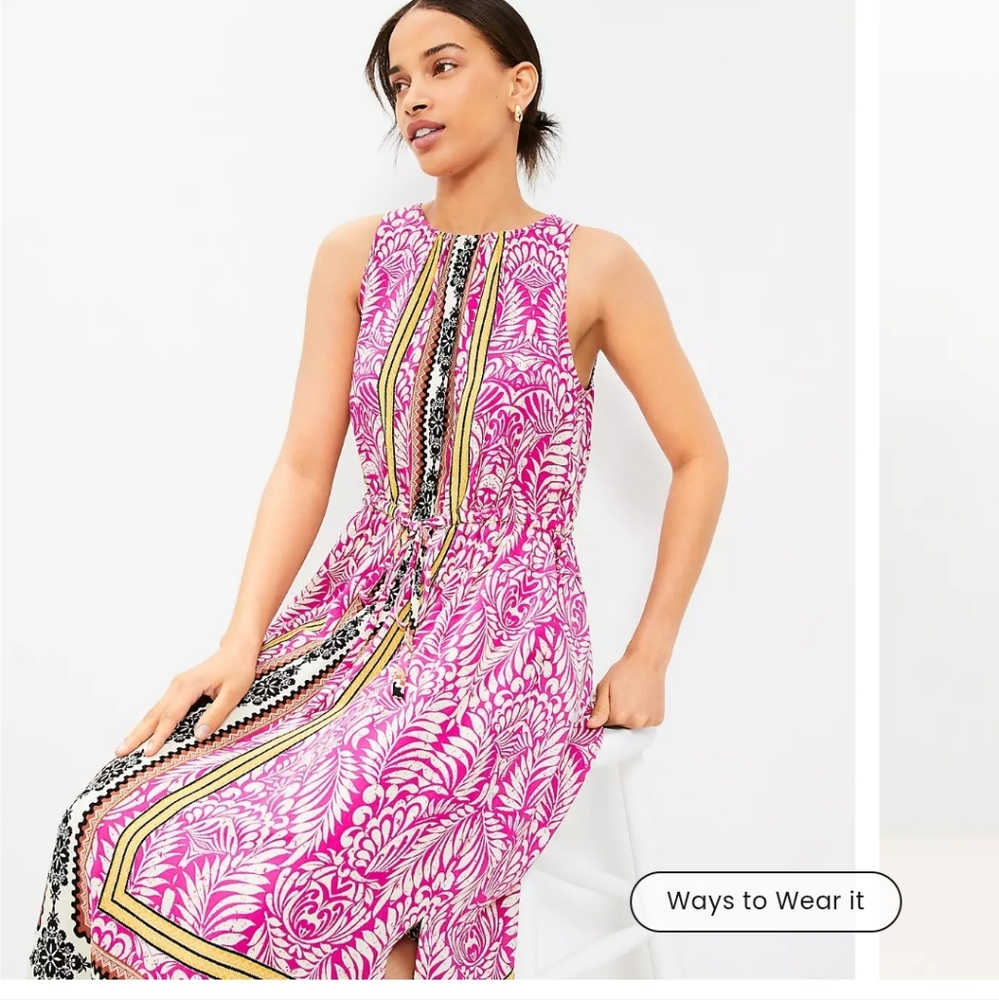Pink and Black Sleeveless Maxi Dress